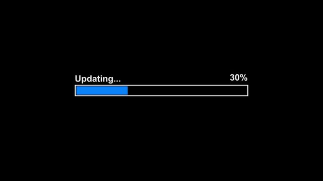 Animated 60% updating progress bar with blue gradient on a clean background, showing system updates, data synchronization, and digital workflow status. Ideal for apps, dashboards, software interfaces