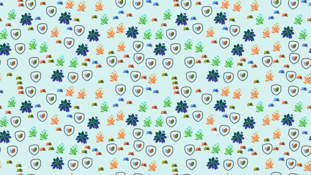 Stylized coral, leaf, and shield pattern