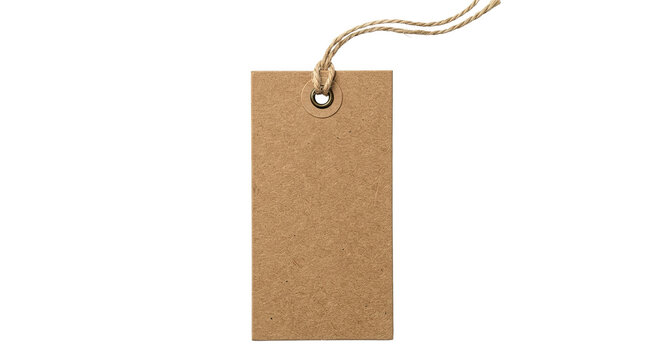 Blank brown recycled paper tag with string for eco-friendly branding