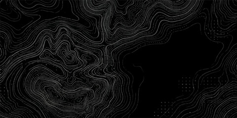 Dark minimalist background with white wavy topographical contour lines topographical background abstract topography landscape cartography geography artistic © Manjur