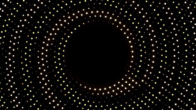 Golden Dotted Halftone Spiral Rotation Luxury Circle Frame Loop
