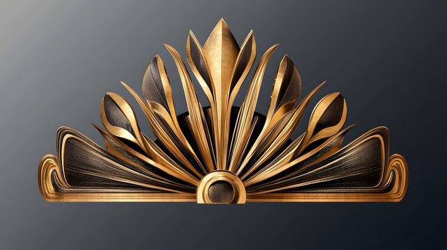 Art Deco-style  gold crown isolated on transparent background