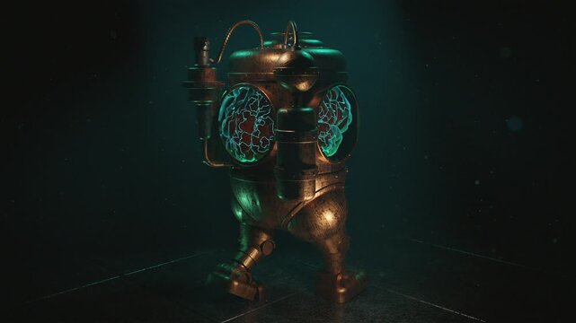 3d loop animation of Steampunk Robot