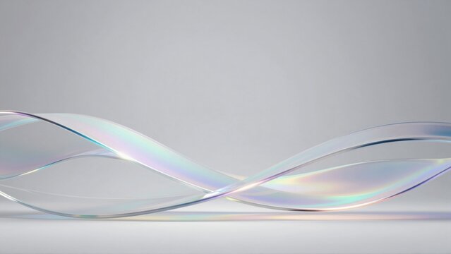 abstract digital art piece appears wave like design wave multiple curved lines overlapping creating sense movement depth lines gradient light blue white rainbow like effect radiates center wave