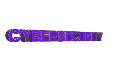 Bold three dimensional purple typography showing the word cybersecurity for modern business technology and internet safety © MDMAHBUBUR