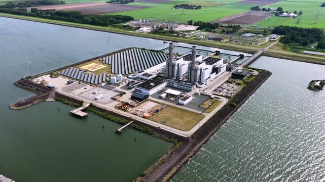 Aerial view of the Maxima power plant in Lelystad, the Netherlands