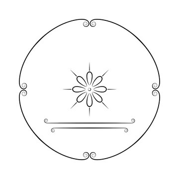 A vintage circular frame with a central floral ornament isolated on a transparent background