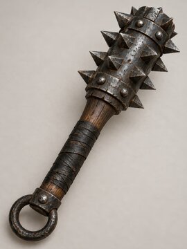 Heavy spiked war club with ring pommel