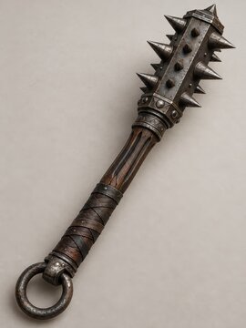 Rectangular spiked mace with studded iron head