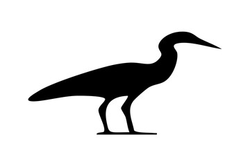 Fototapeta premium Black silhouette of a standing heron bird isolated icon isolated on white background, Vector