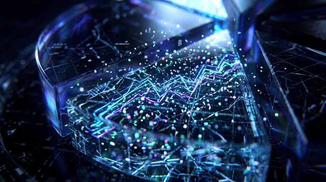 Futuristic 3D Pie Chart with Business Data Visualization