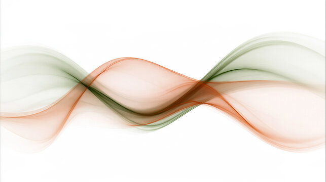 Abstract Green and Orange Flowing Wave on White Background