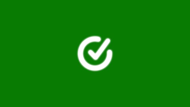 Check mark icon white color. animation motion. Animated tick mark icon with circle loading. animation