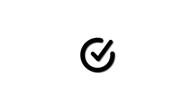 Check mark icon black color animation motion. Animated tick mark icon with circle loading. animation