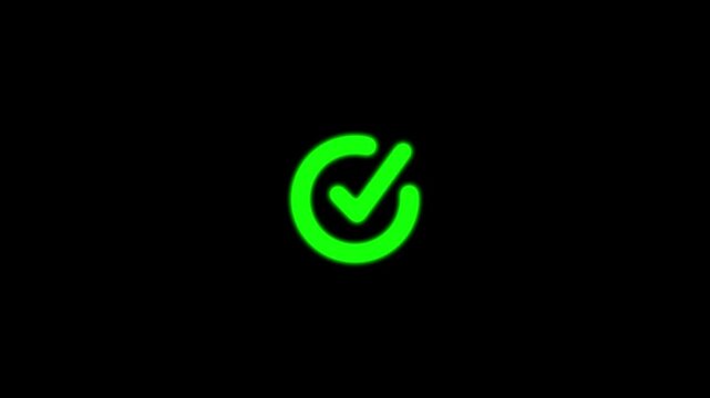 Check mark icon green color. animation motion. Animated tick mark icon with circle loading. Motion Graphic concept. animation
