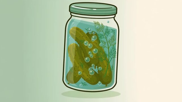 Vector illustration of a glass jar filled with pickles.