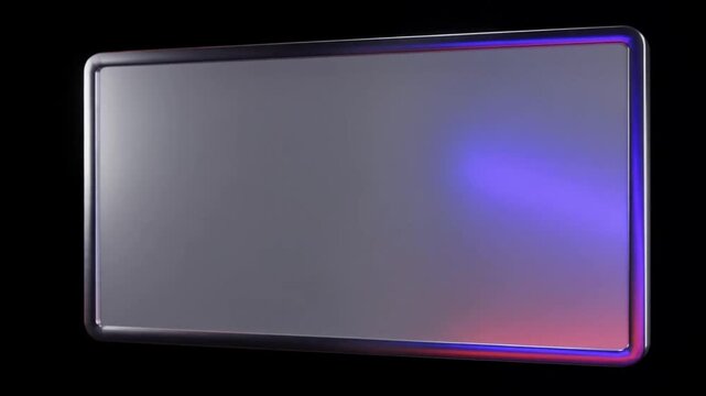 Silver rectangular frame illuminates with shifting blue and red light gradients rectangle metallic gradient illumination glow