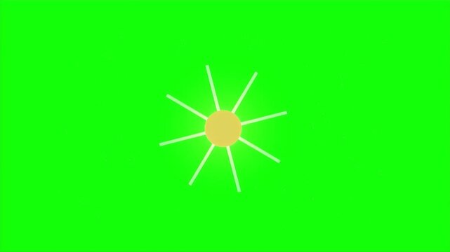 Yellow animated sun icon spinning against a green screen background