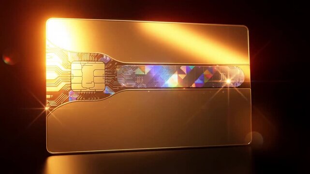 Golden microchip illuminates with energy showcasing internal circuitry and data transfer integratedcircuit semiconductor chip electronics technology