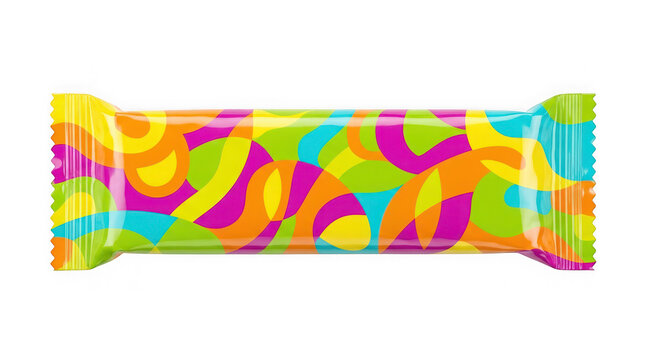 Colorful abstract pattern candy bar wrapper isolated on transparent background