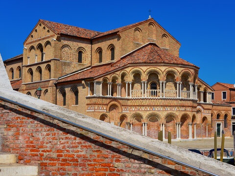 Medieval architecture in Venice Lagoon. Murano cathedral beautiful 12th century apse