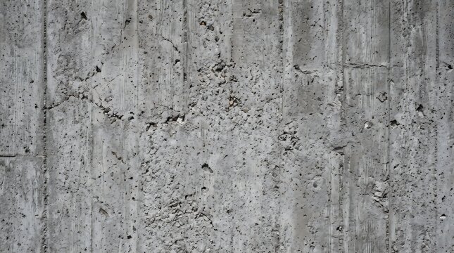 Industrial raw concrete wall surface with rough textures and distinct wooden plank formwork impressions