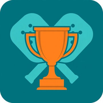 Pickleball trophy flat vector icon in teal and orange