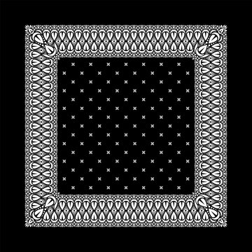 Simply Bandana decorated with geometric Ornamental Square Kerchief Floral Scarf Graphic Template Textile Apparel Print Motif Collection that can be applied to fabrics of various colors