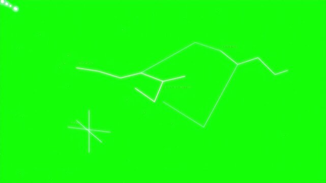 Luminous constellation lines forming astrology pattern on chroma key green background