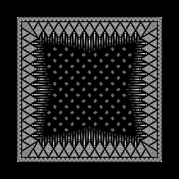 Simply Bandana decorated with geometric Ornamental Square Kerchief Floral Scarf Graphic Template Textile Apparel Print Motif Collection that can be applied to fabrics of various colors