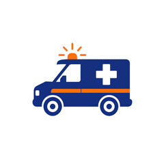 Blue Ambulance Vehicle Icon for Emergency Medical Services and Hospital Transport Support Illustration © rejaul
