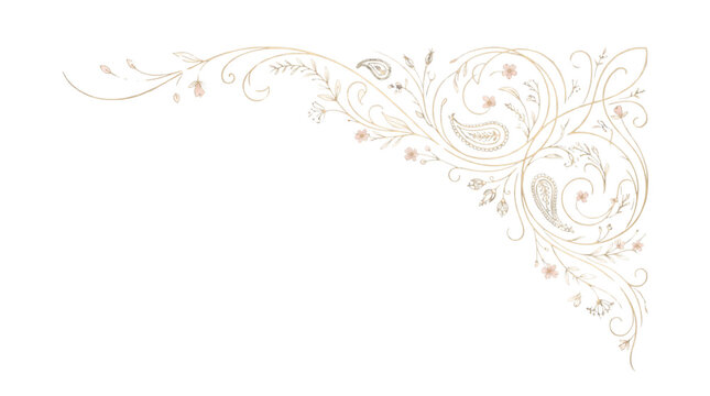 Elegant gold floral scroll decorative element for event invitations