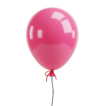 Single pink balloon isolated on white background