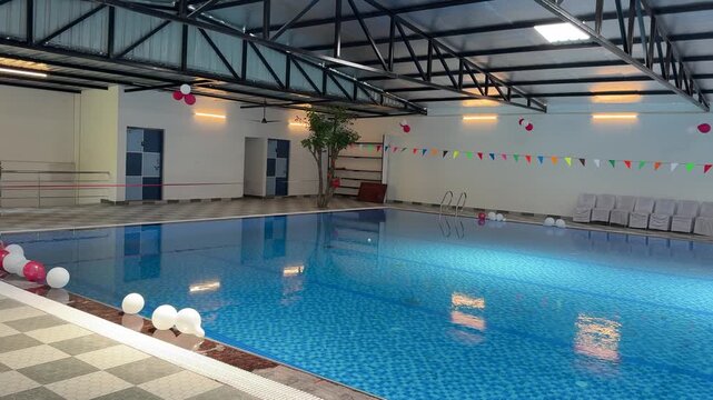 Indoor Swimming Pool With Clear Blue Water Venue