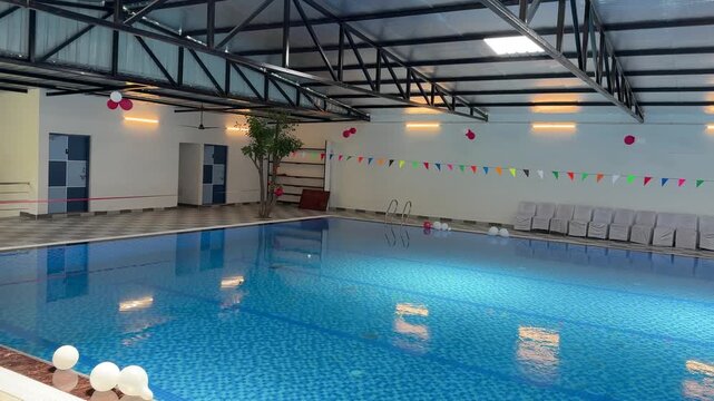 Indoor Swimming Pool With Clear Blue Water Venue