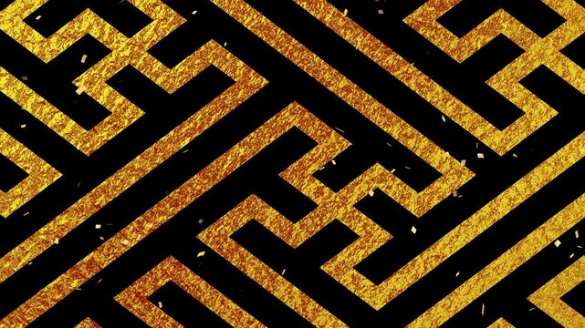 confetti gold fall pattern02 sayagata pattern max loop （black gold background）01