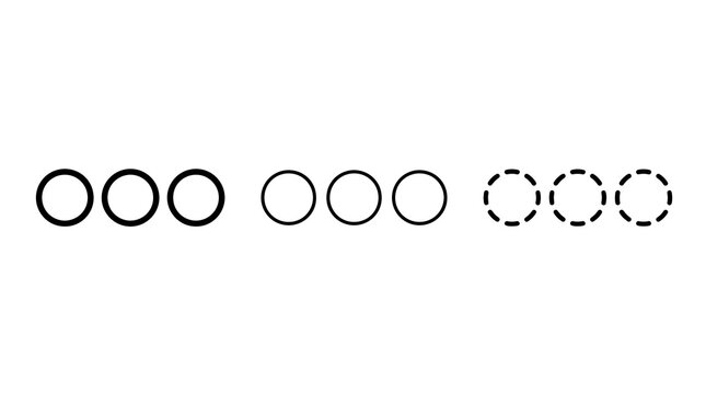 Black circles and dashed outline icons arranged horizontally on display