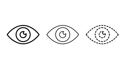 Black outline eye icon set symbols on empty background © junaid