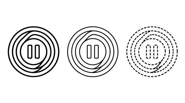 Pause symbol icons in concentric circles and dashed line style design