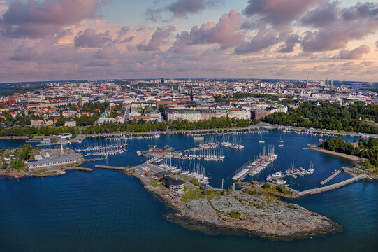 Aerial Drone View of Helsinki, Finland