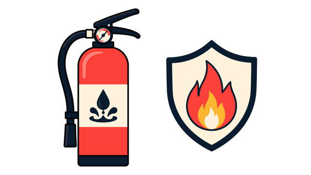 Fire extinguisher and flame shield for fire safety