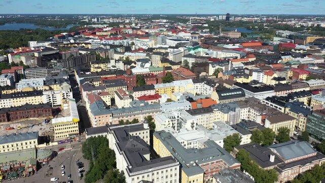 Aerial Drone View of Helsinki, Finland
