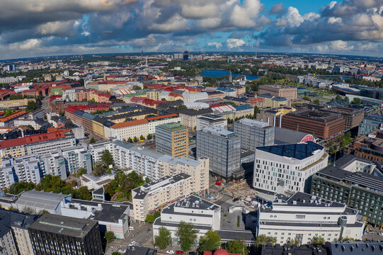 Aerial Drone View of Helsinki, Finland