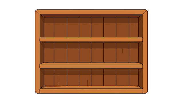 Empty wooden bookcase with two shelves