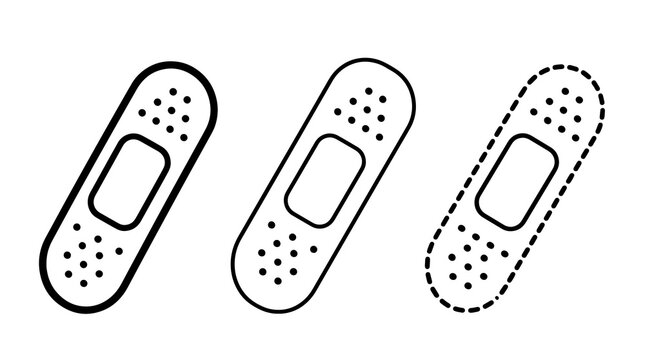 Three adhesive bandages outline icons medical healthcare symbols set