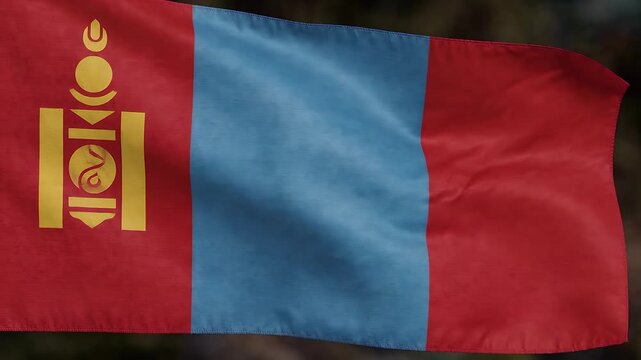 Mongolian Flag Waving in the Wind