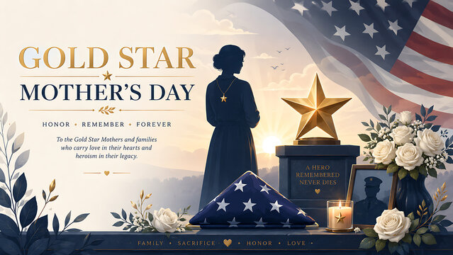 Mother's Day tribute with silhouette of woman and patriotic