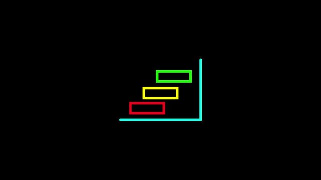 Minimal gantt chart project timeline schedule blocks neon icon 4k video with 25 fps