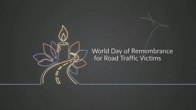 World Day of Remembrance for Road Traffic Victims Banner with Candle and Road Concept.