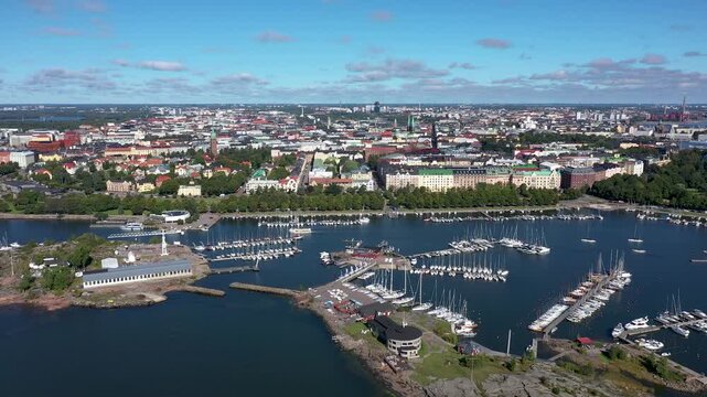 Aerial Drone View of Helsinki, Finland